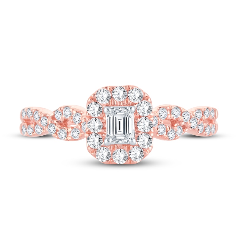 Diamond Ring 1/ ct tw Emerald-cut 14K Rose Gold