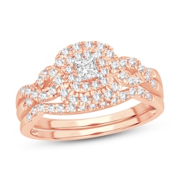 Image of diamond 1/2 ct 14K rose gold princess cut ring.
