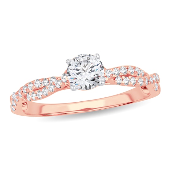 Diamond Ring 34 ct tw Round 14K Rose Gold