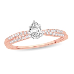 Diamond Ring 1/2 ct tw Pear-shaped 14K Rose Gold