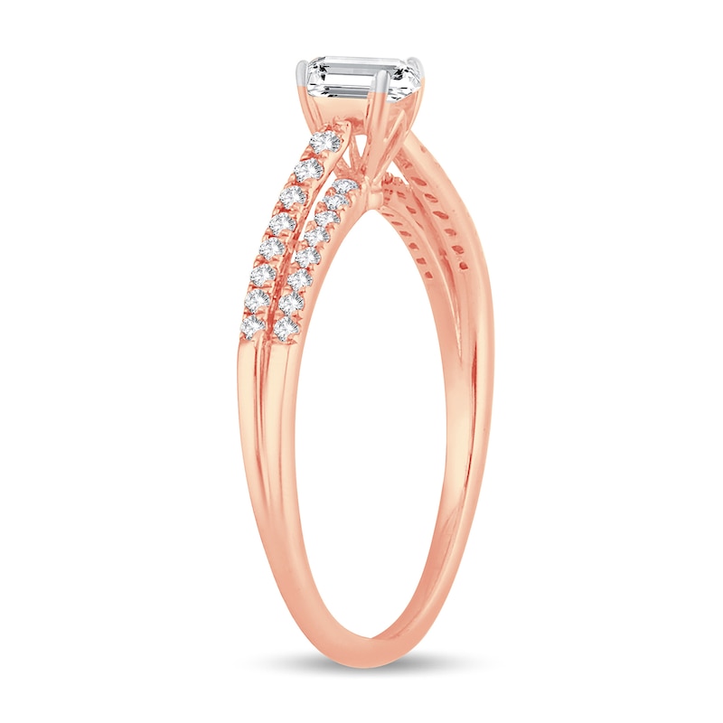 Diamond Ring / ct tw Emerald-cut 14K Rose Gold
