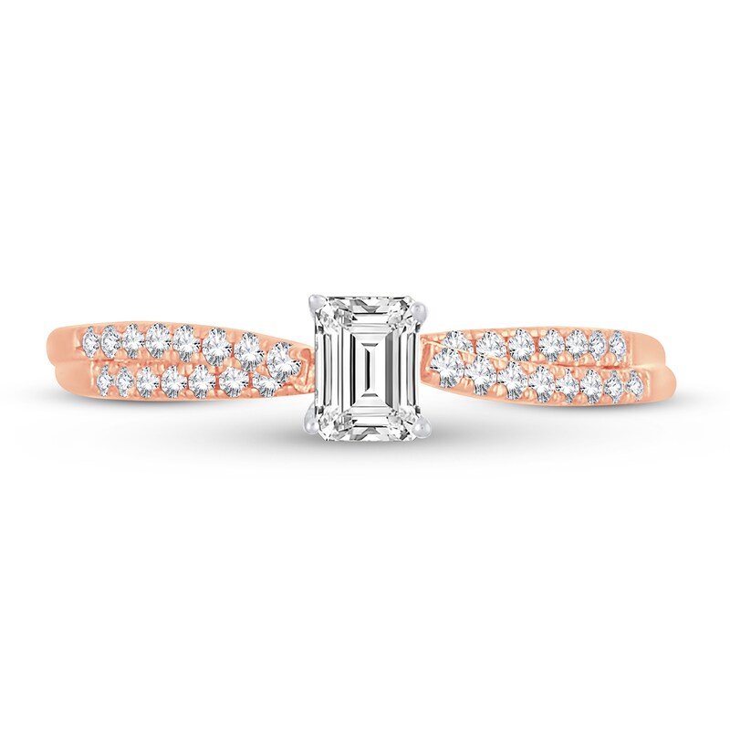 Diamond Ring / ct tw Emerald-cut 14K Rose Gold