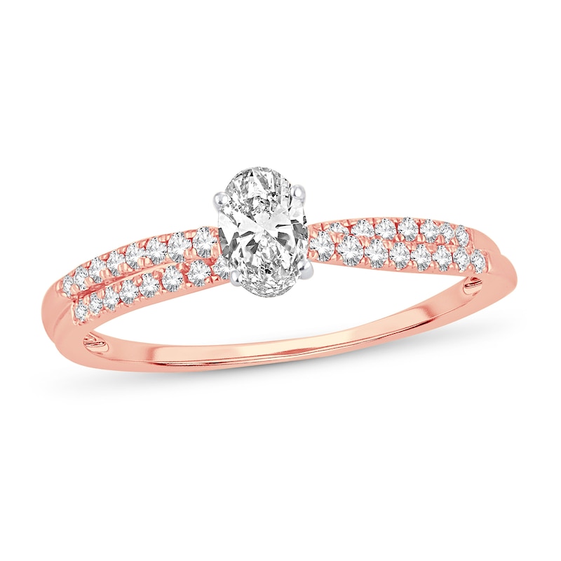 Main Image 1 of Diamond Ring 1/2 ct tw Oval 14K Rose Gold