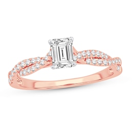 Diamond Ring 3/4 ct tw Emerald-cut 14K Rose Gold