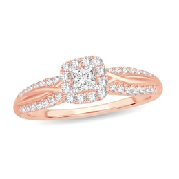 Diamond Ring 1/2 ct tw Princess 14K Rose Gold