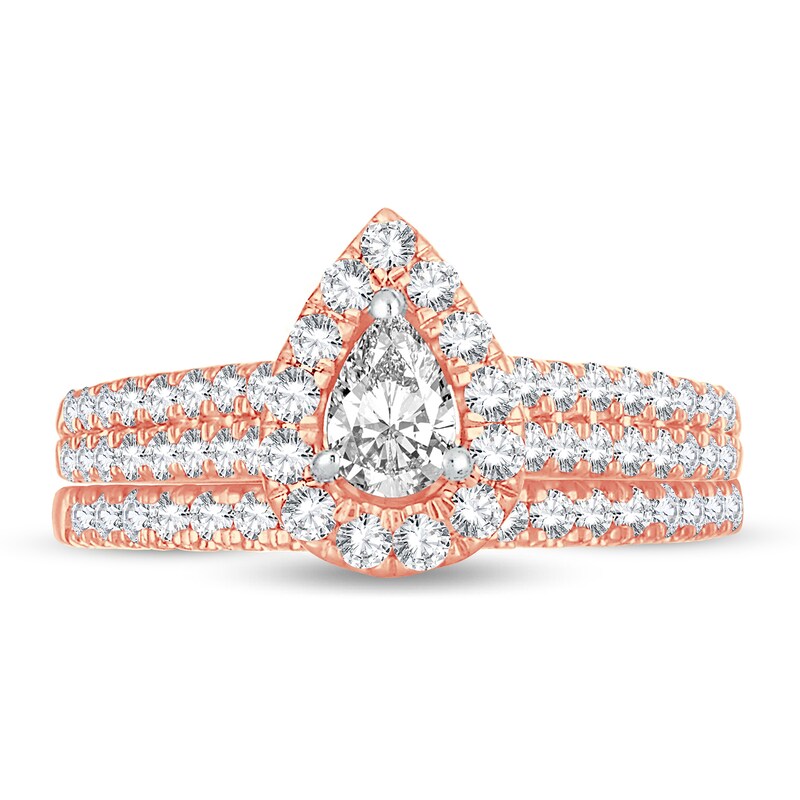Main Image 3 of Diamond Bridal Set 1 ct tw Pear-shaped 14K Rose Gold