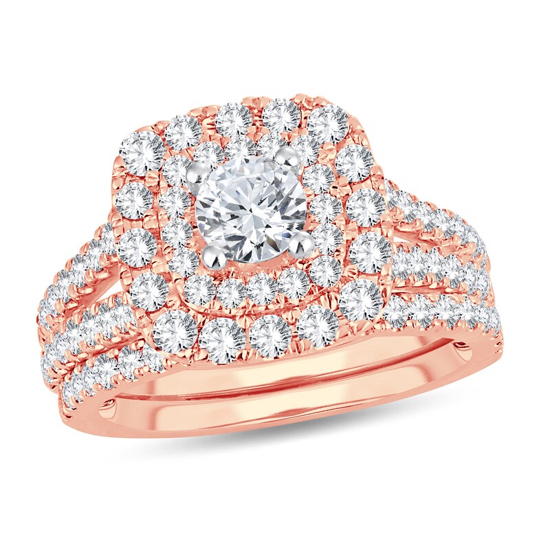 Main Image 1 of Diamond Bridal Set 2 ct tw Round 14K Rose Gold
