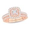 Thumbnail Image 0 of Diamond Bridal Set 1 ct tw Princess 14K Rose Gold