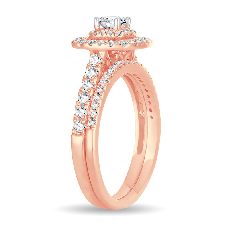 Diamond Bridal Set 1 ct tw Princess 14K Rose Gold