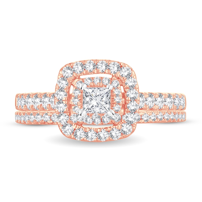 Diamond Bridal Set 1 ct tw Princess 14K Rose Gold