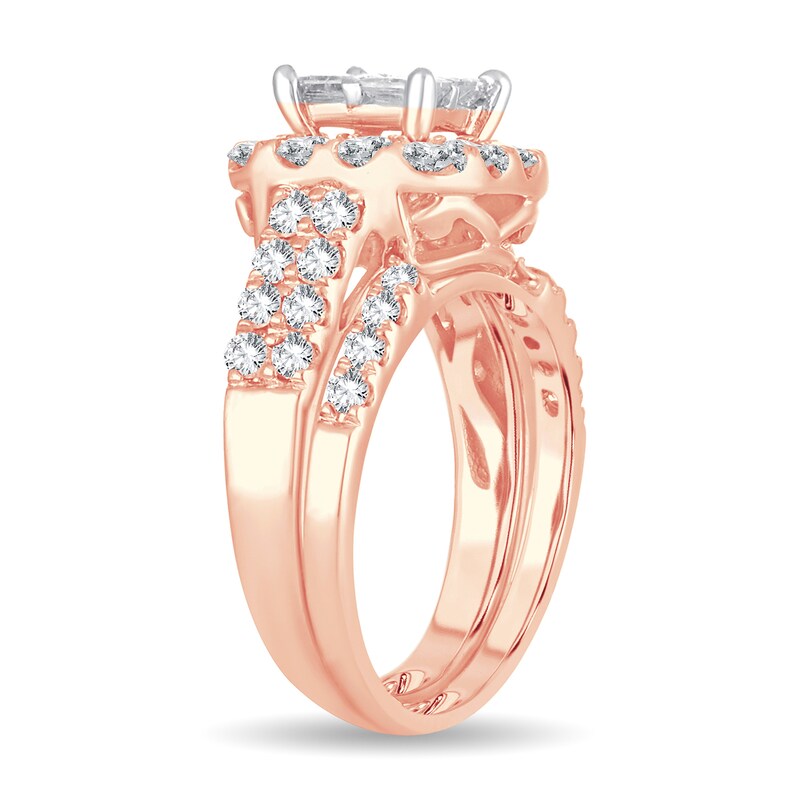 Main Image 2 of Diamond Bridal Set 2 ct tw Princess 14K Rose Gold