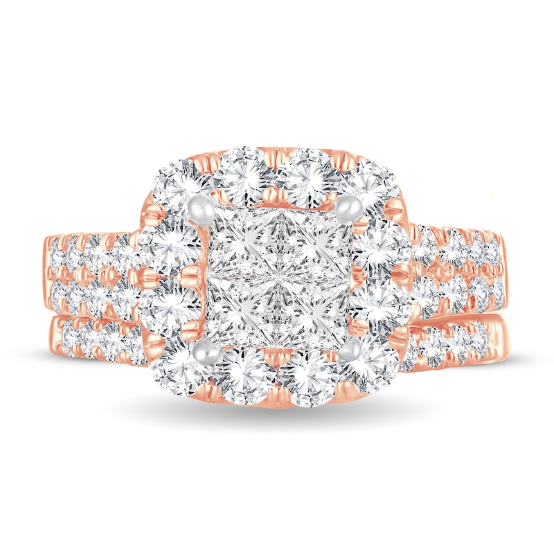 Main Image 3 of Diamond Bridal Set 2 ct tw Princess 14K Rose Gold