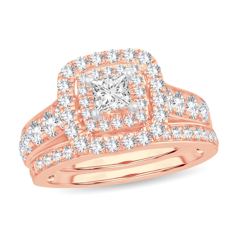 Main Image 1 of Diamond Bridal Set 2 ct tw Princess 14K Rose Gold