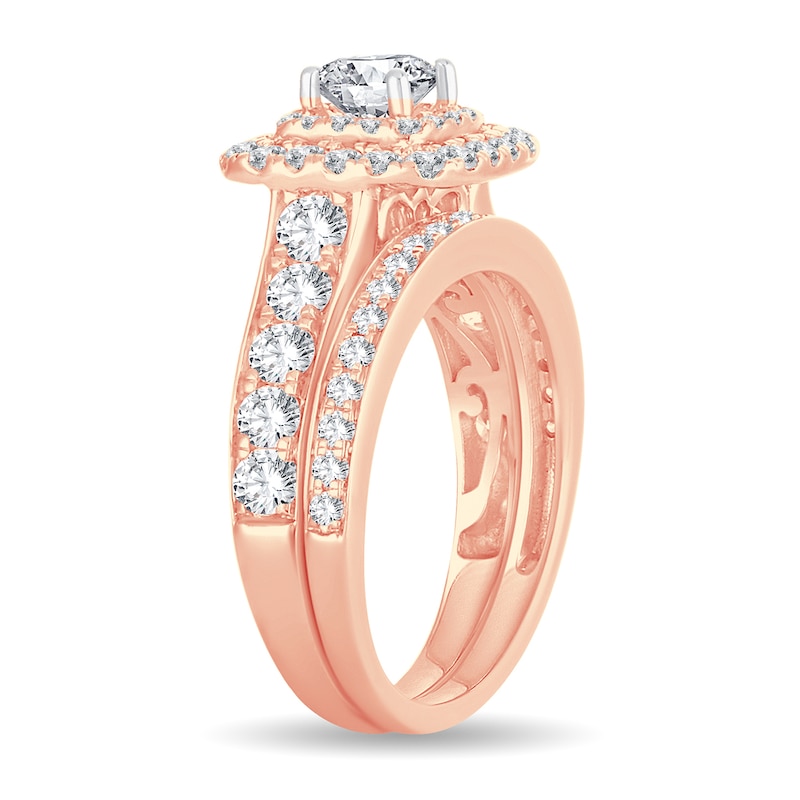 Main Image 2 of Diamond Bridal Set 2 ct tw Princess 14K Rose Gold