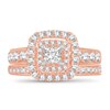 Thumbnail Image 3 of Diamond Bridal Set 2 ct tw Princess 14K Rose Gold