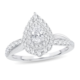 Diamond Ring 3/4 ct tw Pear-shaped 14K White Gold