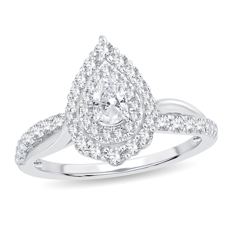 Diamond Engagement Ring 3/4 ct tw Pear-shaped 14K White Gold