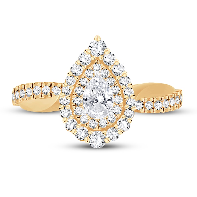 Diamond Ring 3/4 ct tw Pear-shaped 14K Yellow Gold