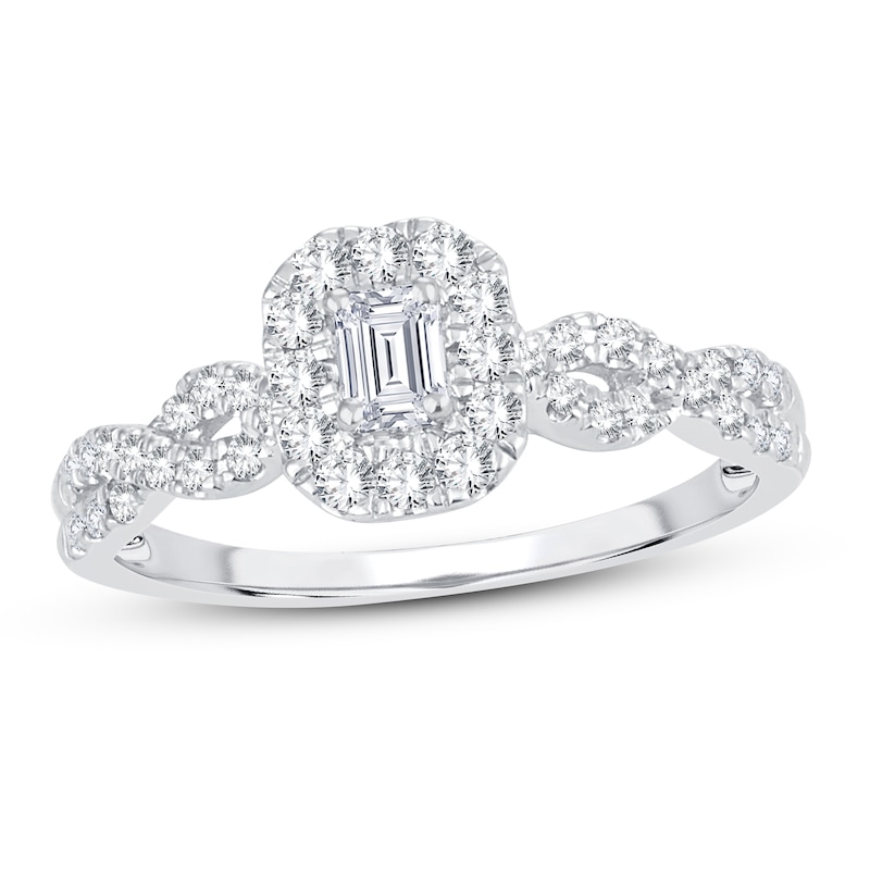 Diamond Engagement Ring 1/2 ct tw Emerald-cut 14K White Gold