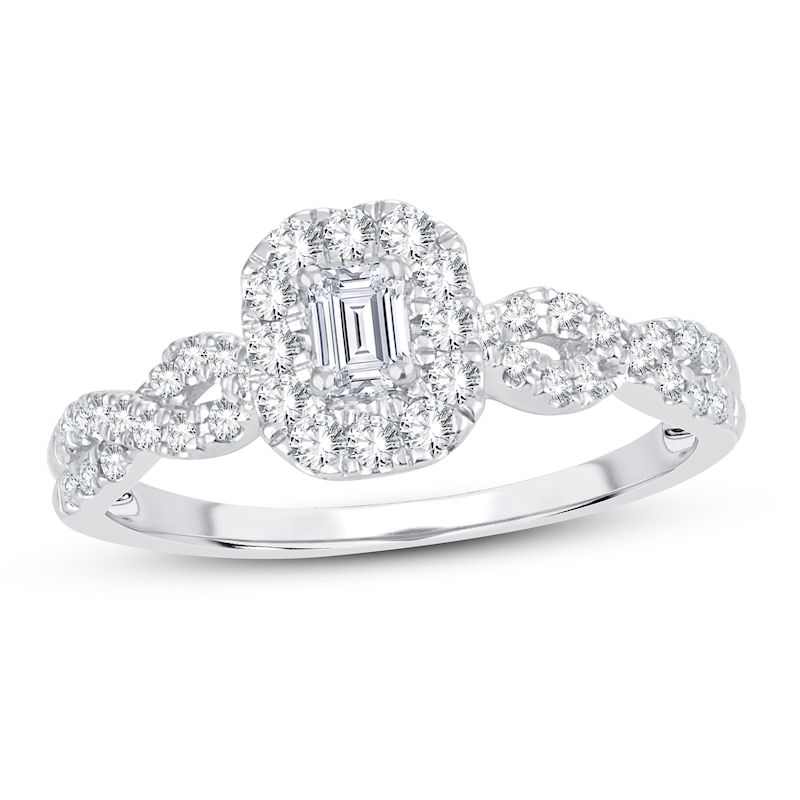 Main Image 1 of Diamond Engagement Ring 1/2 ct tw Emerald-cut 14K White Gold