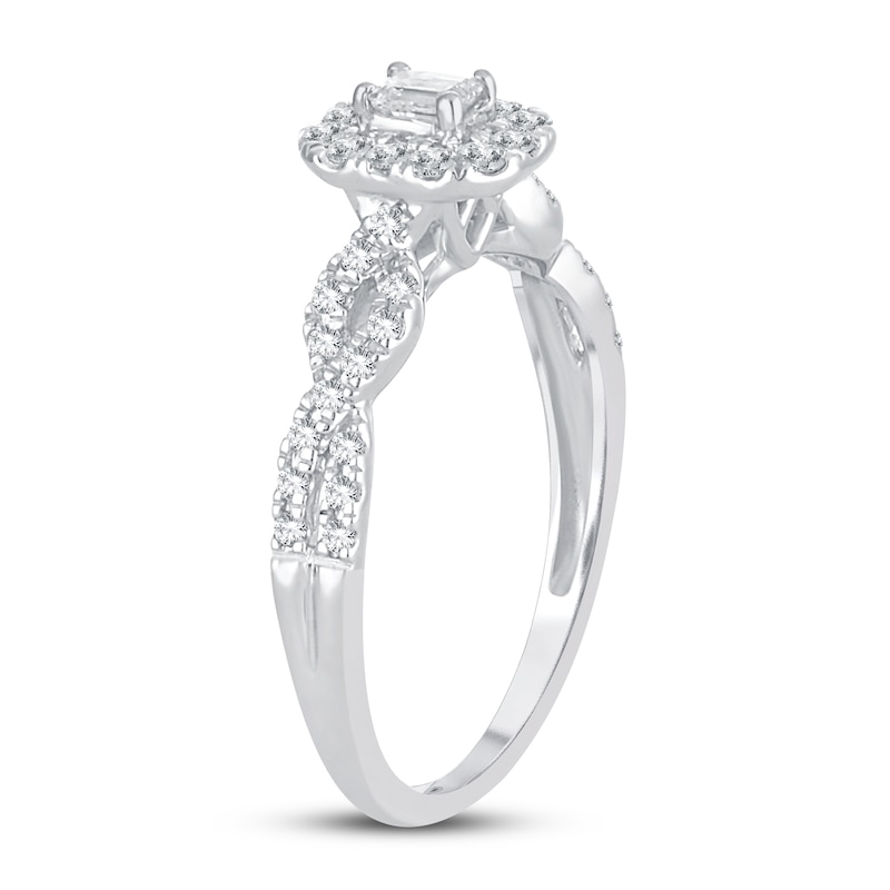 Diamond Engagement Ring 1/ ct tw Emerald-cut 14K White Gold