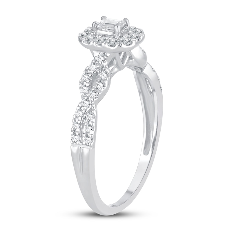 Main Image 2 of Diamond Engagement Ring 1/2 ct tw Emerald-cut 14K White Gold