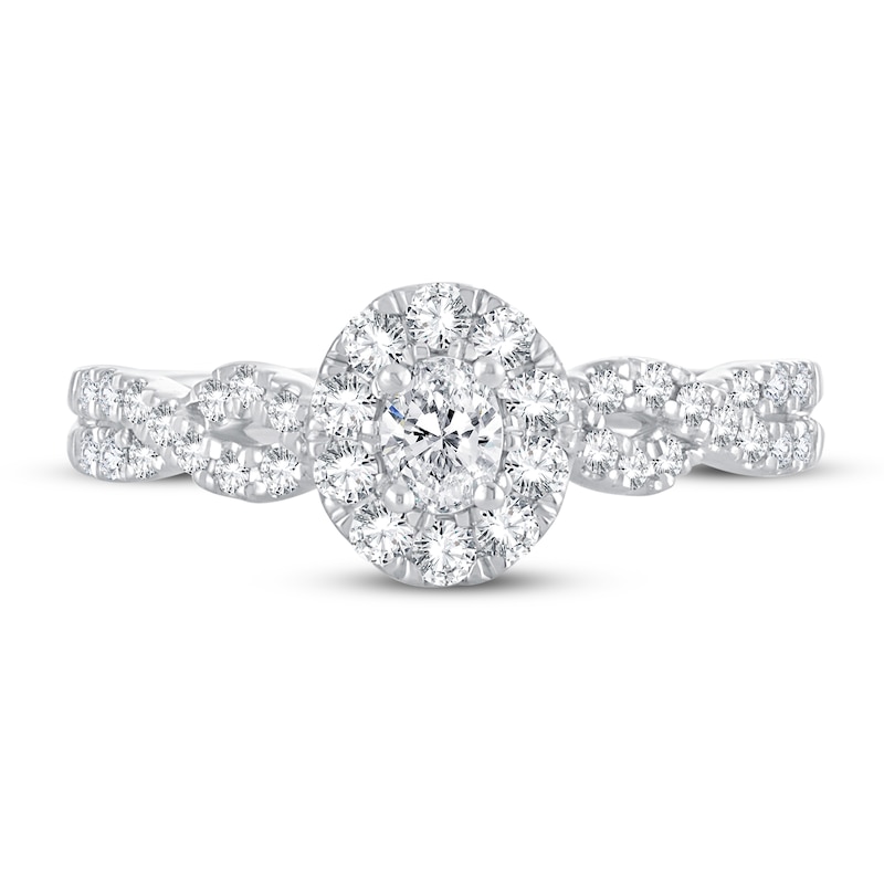 Main Image 3 of Diamond Engagement Ring 1/2 ct tw Oval 14K White Gold