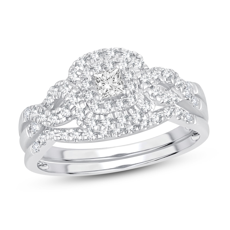 Main Image 1 of Diamond Bridal Set 1/2 ct tw Princess-cut 14K White Gold