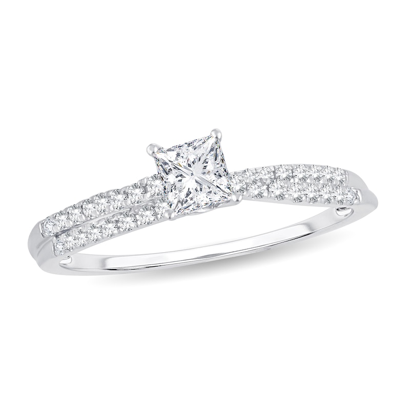 Main Image 1 of Diamond Engagement Ring 1/2 ct tw Princess 14K White Gold