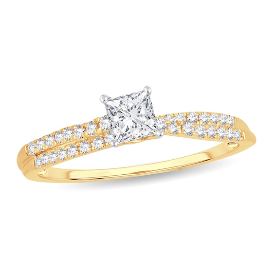 Diamond Ring 12 ct tw Princess 14K Yellow Gold