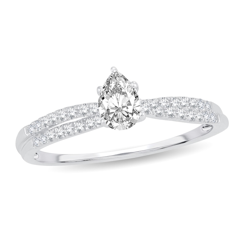 Main Image 1 of Diamond Engagement Ring 1/2 ct tw Pear-shaped 14K White Gold