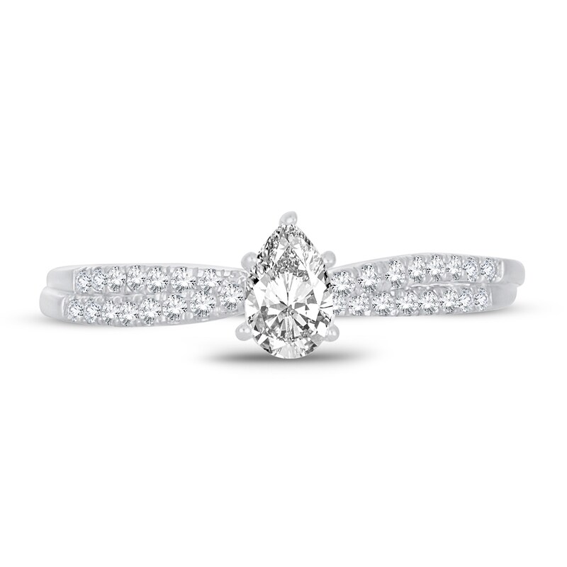 Main Image 3 of Diamond Engagement Ring 1/2 ct tw Pear-shaped 14K White Gold