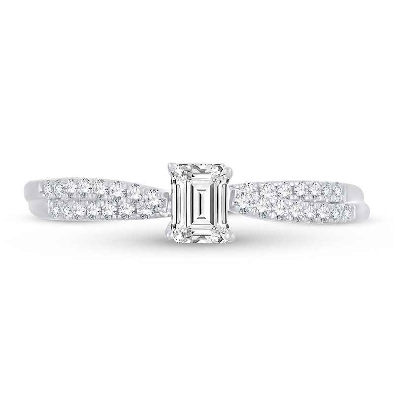 Diamond Engagement Ring / ct tw Emerald-cut 14K White Gold