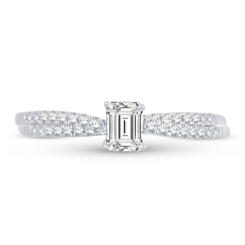 Main Image 3 of Diamond Engagement Ring 1/2 ct tw Emerald-cut 14K White Gold