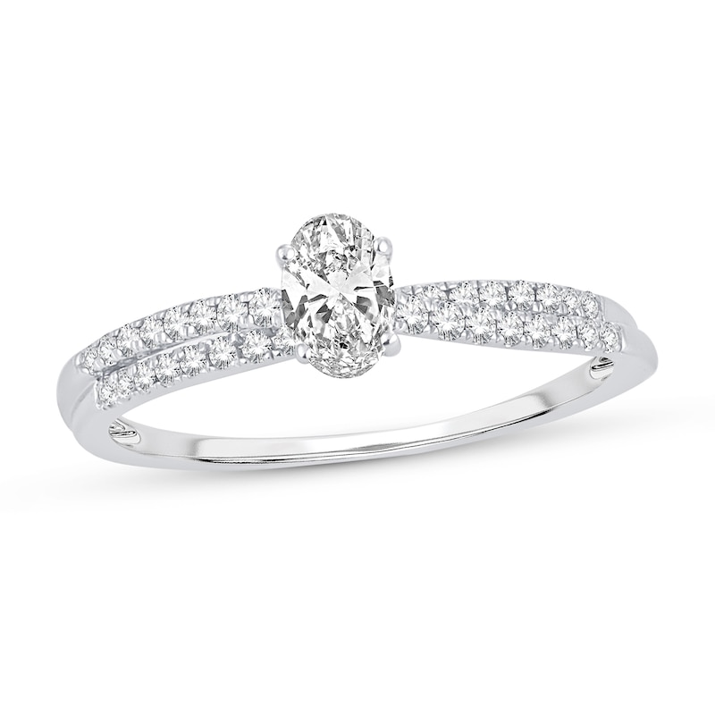 Main Image 1 of Diamond Engagement Ring 1/2 ct tw Oval 14K White Gold