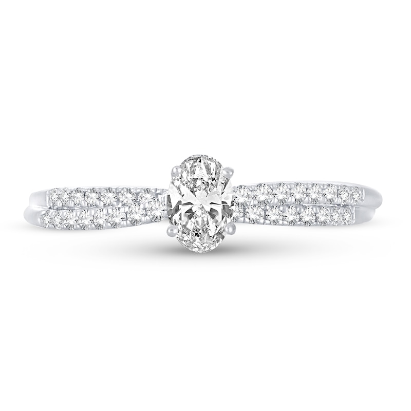 Main Image 3 of Diamond Engagement Ring 1/2 ct tw Oval 14K White Gold