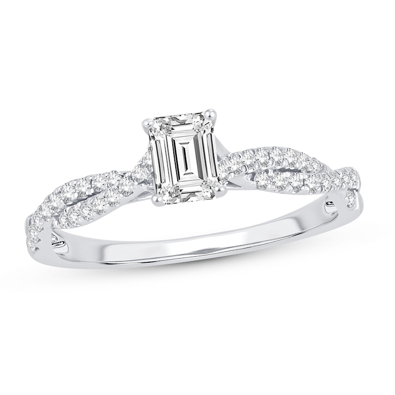 Main Image 1 of Diamond Engagement Ring 3/4 ct tw Emerald-cut 14K White Gold