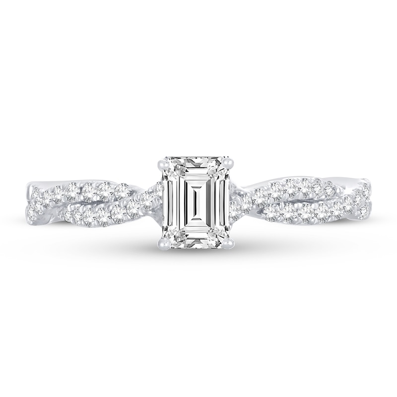 Main Image 3 of Diamond Engagement Ring 3/4 ct tw Emerald-cut 14K White Gold