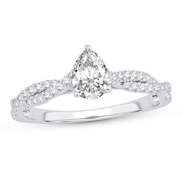 Diamond Engagement Ring 3/4 ct tw Pear-shaped 14K White Gold