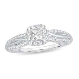 Diamond Engagement Ring 1/2 ct tw Princess 14K White Gold