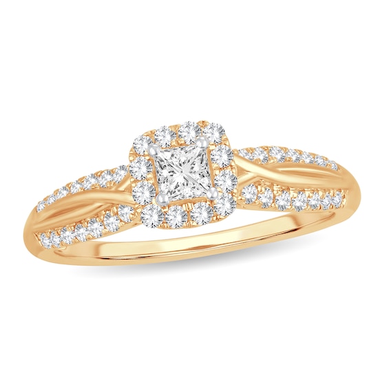 Diamond Ring 12 ct tw Princess 14K Yellow Gold