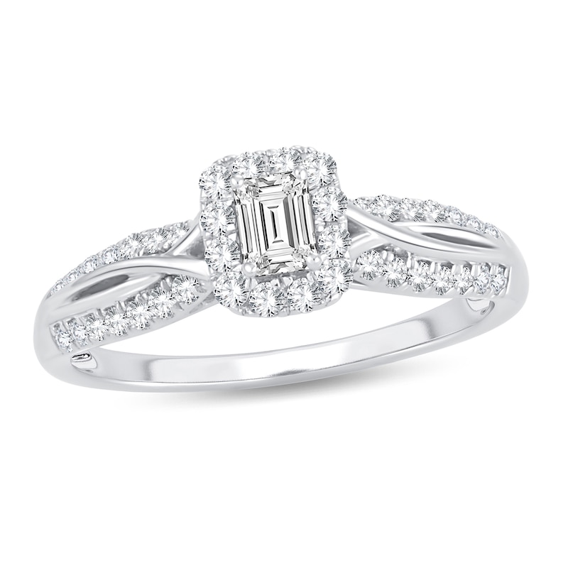 Diamond Engagement Ring 1/2 ct tw Emerald-cut 14K White Gold