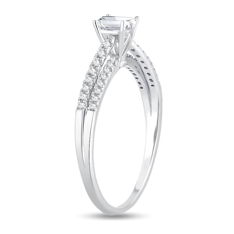 Main Image 2 of Diamond Engagement Ring 1/2 ct tw Emerald-cut 14K White Gold