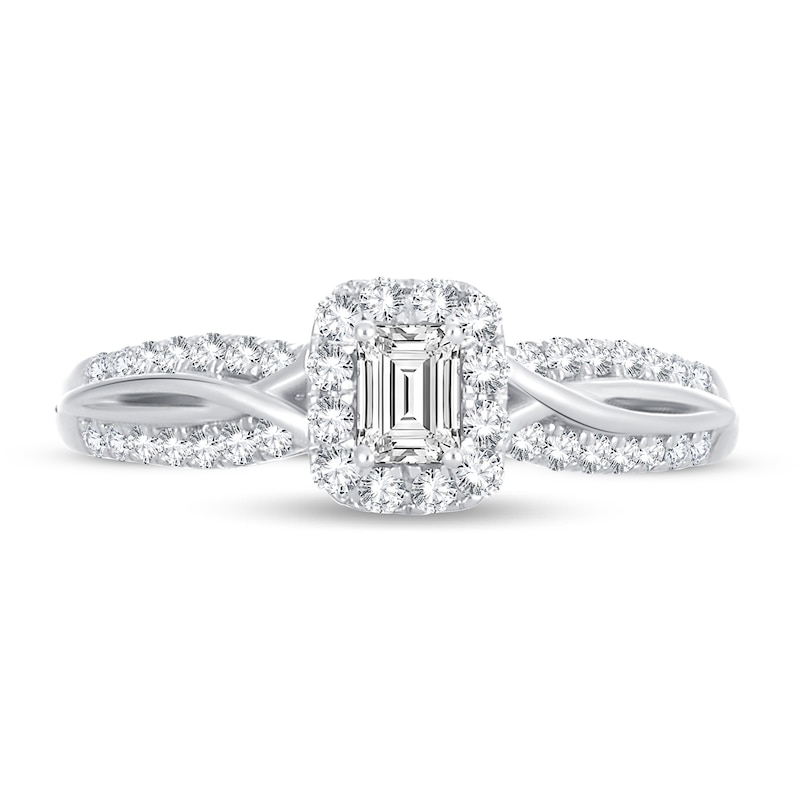 Diamond Ring 1/2 ct tw Emerald-cut 14K White Gold