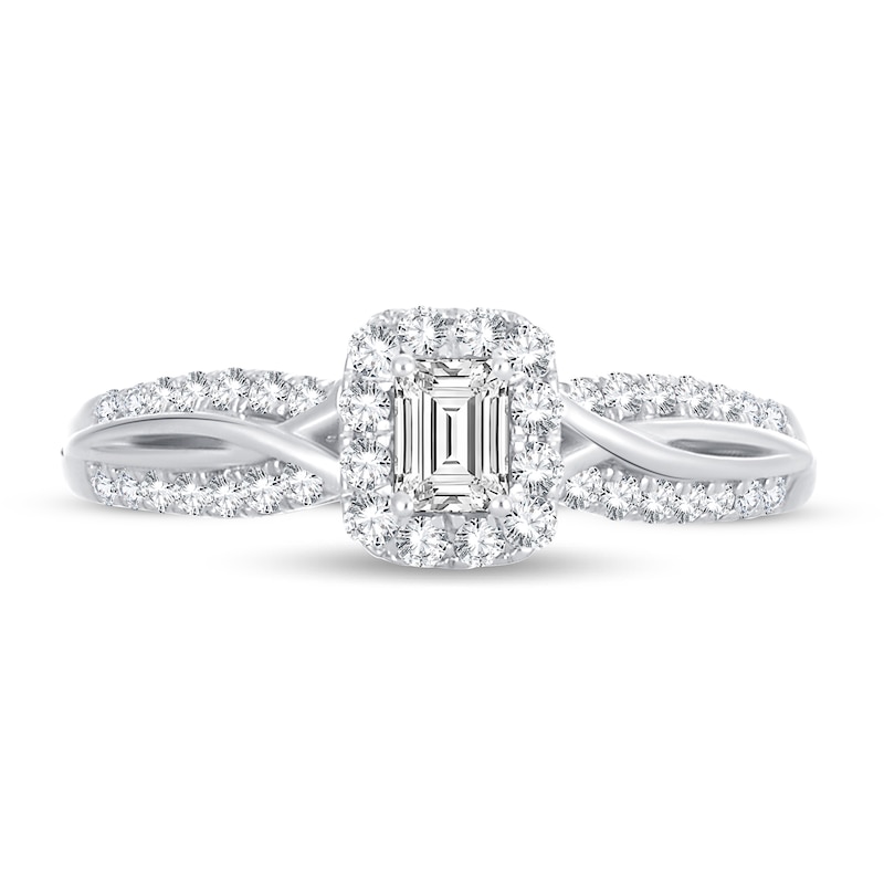 Main Image 3 of Diamond Engagement Ring 1/2 ct tw Emerald-cut 14K White Gold