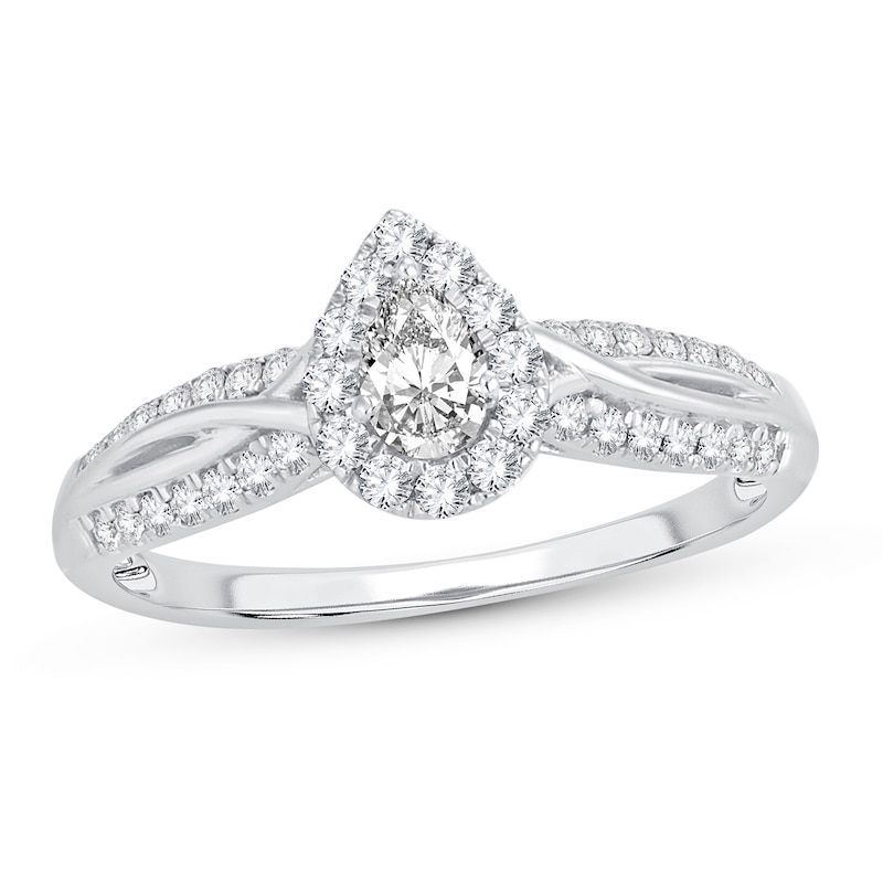 Main Image 1 of Diamond Engagement Ring 1/2 ct tw Pear-shaped 14K White Gold