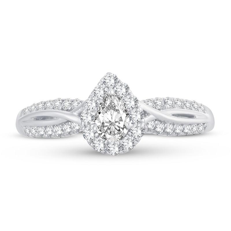Main Image 3 of Diamond Engagement Ring 1/2 ct tw Pear-shaped 14K White Gold