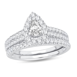 Diamond Bridal Set 1 ct tw Pear-shaped 14K White Gold