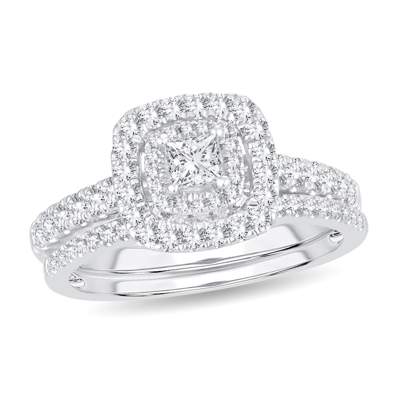 Main Image 1 of Diamond Bridal Set 1 ct tw Princess 14K White Gold