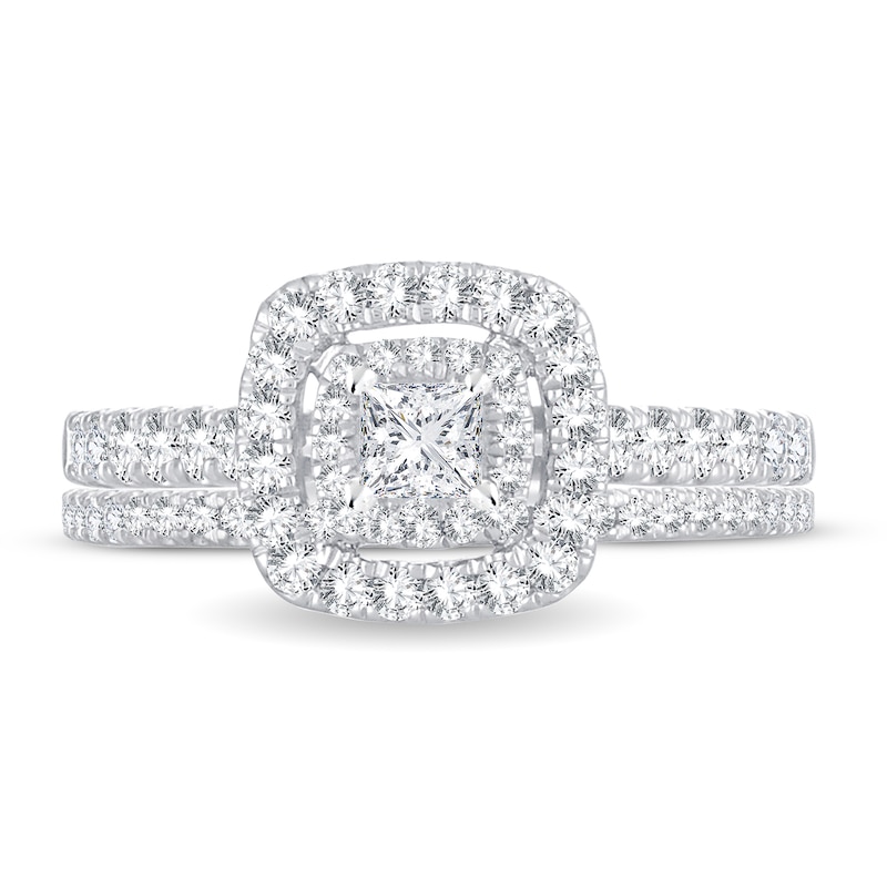 Diamond Bridal Set 1 ct tw Princess 14K White Gold